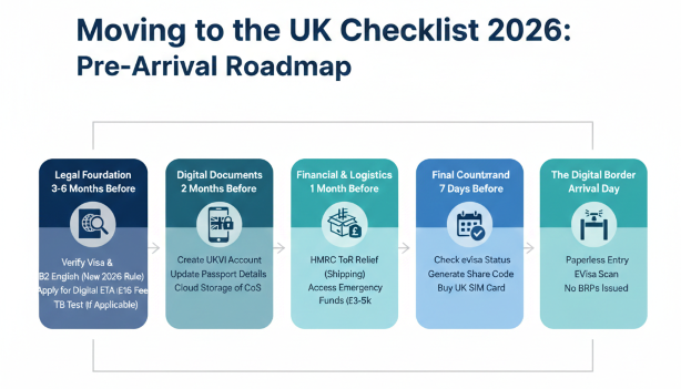 Moving to the UK 2026 Checklist Infographic